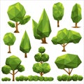 ÃÅ¸ÃÂµÃâ¡ÃÂ°ÃâÃÅ Polygonal trees isolated on white background. Origami paper. Ecology of green forest